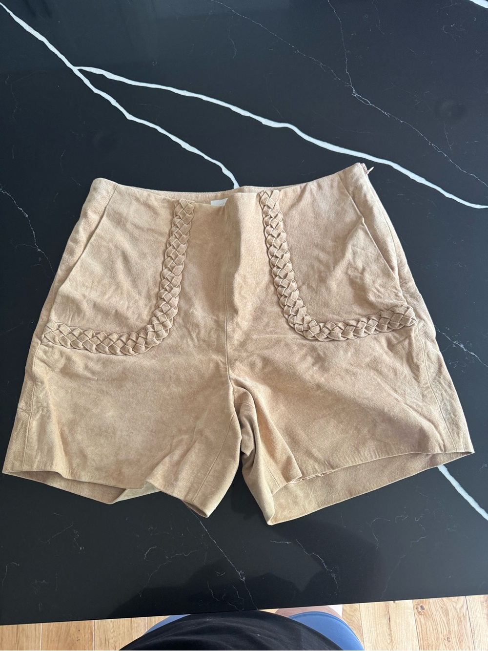 Etcetera‎ Braided Trim High Waist Shorts - Tan